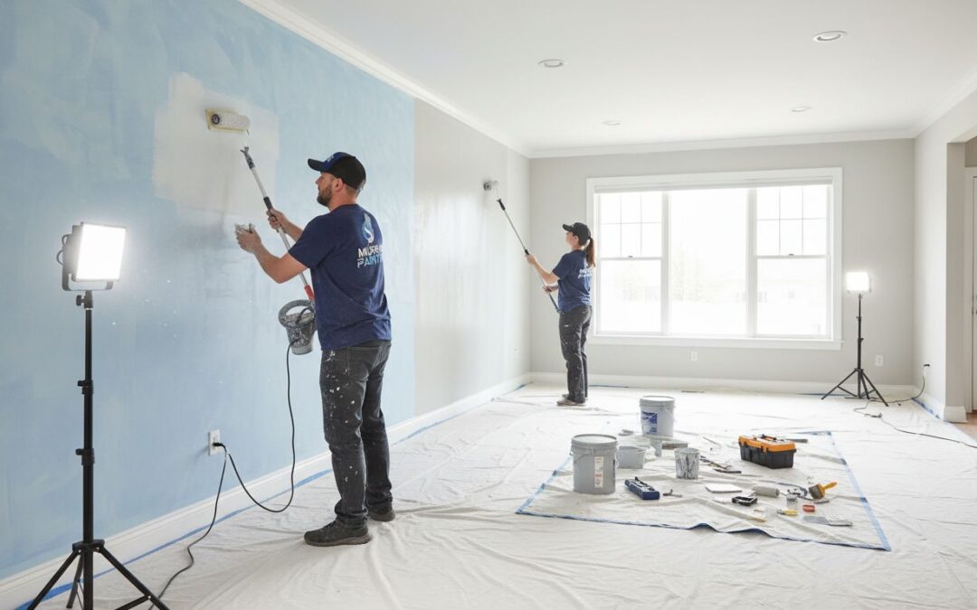 Professional painter repairing a DIY wall painting job.